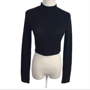 Glittery American Apparel Long Sleeve Crop Top M